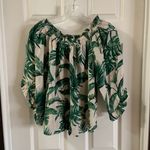 Andrew Marc Marc NY  Green/Cream Off Shoulder Top Photo 0