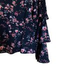 White House | Black Market Shirt Womens Medium Floral Tiered Sleeve Mesh Neck Top Photo 3