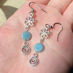Handmade retro vintage fairy boho funky hippie style spiral flower dangle earrings🌀🌱 Photo 2