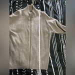 WOOLOVERS 100% Wool Full Zip Long Sleeve Cowl Neck Sweater Unisex Sz L EUC Tan Size L Photo 7