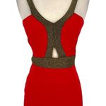Kimcine Metallic Sexy Bodycon Mini Dress Red Gold Size Small NWT Photo 2