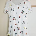 Style & Co  White Short Sleeve Shirt Skaters Whimsy Tees Size Small Photo 0