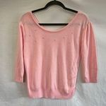 Vintage Sweater Women Light Pink Scoop Neck Silver Ball Embellishment 3/4 Sleeve Size M Photo 0