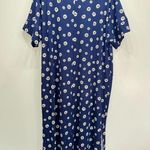 Acting Pro Blue White & Orange Daisies Flowers Knit Oversized Shirt Dress by  Photo 1