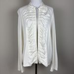 Carlo Colucci Cardigan Jacket Womens 46 Ivory Full Zip Up Pleated Long Sleeve XL Photo 9
