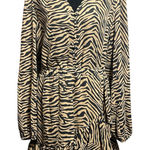 Banana Republic Zebra print boho dress long sleeve ruffle bottom Photo 0