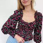 Topshop cherry print smocked long sleeve Photo 0