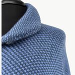 Vintage 80s Handmade Baby Alpaca Knit Cape Poncho Funnel Neck | Sz Medium | Blue Photo 13