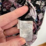 DALIA Black Lilac Lavender Purple Gray Floral Split Neck Long Sleeve Blouse Work Size L Photo 7