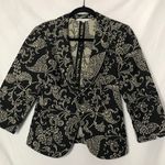 CAbi Black & White Paisley Blazer Single Button Womens 4 Cropped Fitted Jacket Photo 0
