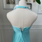 Vintage 60s 70s Turquoise Carol Gowns by Mr Walter 2pc Gown Long Halter Dress XS Blue Photo 6