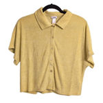 ANDIE NWT Cropped Button Up Honeysuckle Yellow Terry Resort Beach Shirt M Photo 0