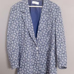 Vintage Liz Claiborne collection floral blazer navy Blue Size M Photo 0