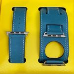 A OKAY Blue Top Genuine Leather Apple Watch Strap Set for 42mm/44mm Photo 2