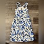 Boston Proper Beyond Travel Print Keyhole Dress in Blue Multi Photo 2