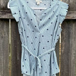 Faith and joy  Blue Striped Polka Dot Blouse‎ 1X Photo 0