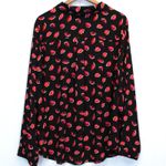 Torrid Plus Size 3X Lizzie Georgette Button Front Blouse Lips Black Pink Red Photo 1