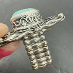 Vintage Turquoise Silver Tone Stretch Ring Big Comfortable Ring Photo 10