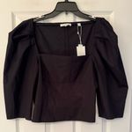 Vince Square Neck Puff 3/4 Sleeve Cotton Women’s Black Blouse Size 8 Photo 5