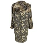 Figueroa and Flower New  Snake Paisley Print Mix Button Down Blouse Tan Photo 2