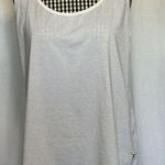 Old Navy  Active Wear Women Tank Top White Black Striped Semi Fitted Racer Back L Photo 0