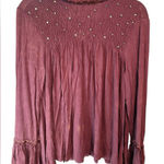 POL Purple Smocked Ruffle Blouse Photo 0