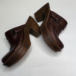 Born Womens Wenonah Platform Brown Leather Buckle Studded Mule Clogs S Photo 3