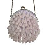 La Regale VTG 80s Ltd Pale Purple Teardrop Fringe Silver Convertible Purse Photo 0