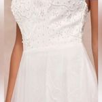 Lulus Love Perfection White Lace Tule Pearl Beaded Maxi Dress Size M Size M Photo 3