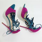 Chic Fuchsia Suede Fringe Sandals Concise Ultra High Heels Lace Photo 5