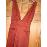 Dollhouse  Rust Wide Leg Jumpsuit Deep V Utility Pockets Size 3 Photo 1