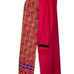 Indian Pink Cotton Multicolor Embroidered Dancers Geometric Sequins Tunic Top Size L Photo 1