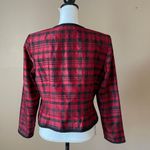 Maggy London MAGGIE LONDON | Buffalo Plaid Holiday Silk Blazer Sz 12P Photo 4