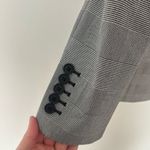 EXPRESS  Plaid Knit Peak Lapel Double Breasted Blazer Black White Micro Plaid Photo 5