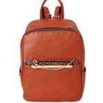 Time & Tru  Women’s Brown Faux Leather Backpack Leopard Pouch, 9.75"x4.63"x12" Photo 0