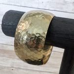 Vintage Bracelet Chunky Wide Hammered Pattern Gold Tone Photo 0