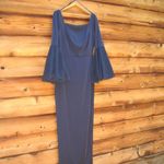 Mac Duggal 11233 Womens Navy Flounce Sleeve Square Neck Column Gown Photo 5