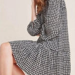 Anthropologie Maeve Sterling Houndstooth Drop Waist Tunic Dress W-617 Sz S Photo 0