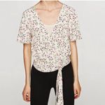 ZARA NWT  Top BlouseWomens Size M Floral Wrap Ruffle‎ Sleeve Open Back Photo 1