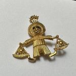 Novelty Figural Scales Of Justice Figure Brooch Pin Gold Tone Zodiac Libra Photo 0