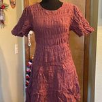 Love Riche  mauve short sleeve crinkle midi dress size S boho casual summer Photo 0