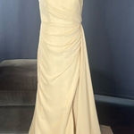 Long Chiffon One Shoulder Formal Bridesmaid Dress Leg Slit Corset Back Size 12 Photo 0