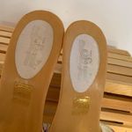 Vintage Tan/White Trendy Wood Mimic Heels Floral Sandals Tan Size 6 Photo 6