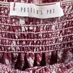 potter's pot Rust and white print on or off shoulder smocked boho print top size small Photo 3