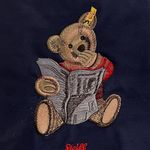 Vintage Steiff Canvas Tote Bag Embroidered Steiff Teddy Bear Zipper Closure Blue Photo 1