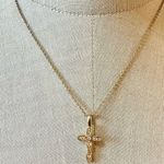 Gold tone faux diamond cross pendant necklace Photo 1