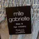 Mlle Gabrielle  Off The Shoulder Striped Dress w/Floral Embroidery Sleeve Detail. Photo 8