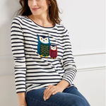 Talbots  Open Crewneck Tee Owl Friends Size Small Photo 0
