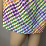 J Crew Tank Top Women's Sz 0 Rainbow Gingham‎ Square Neck Button Front Cotton Photo 5