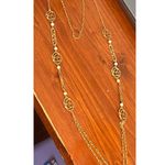 Vintage Gold Tone Avon Necklace Script Initial C Faux Pearl No Clasp Estate 31" Photo 1